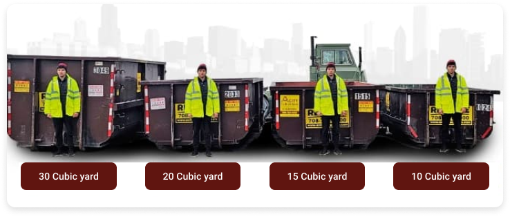 A rental dumpster sizes for a residential project